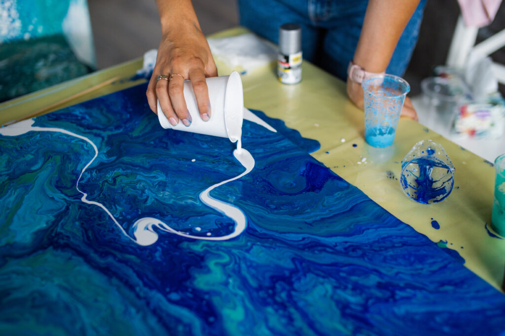 Abstract Acrylic Pour Painting Creation